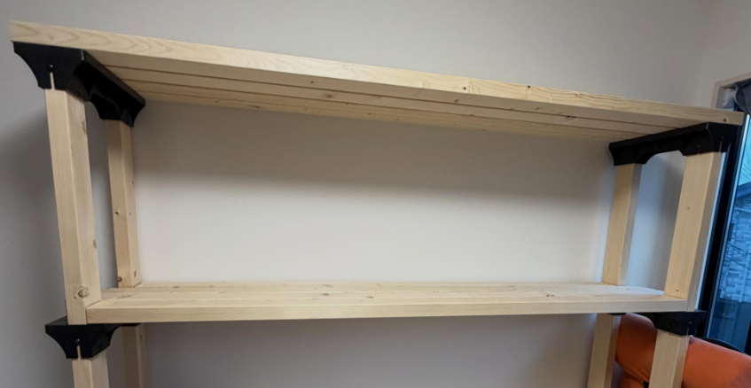 A simple wooden shelf